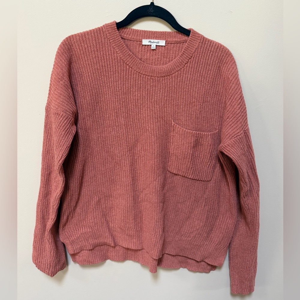 Madewell High Low Pocket Sweater Women’s Small Pinkish Orange